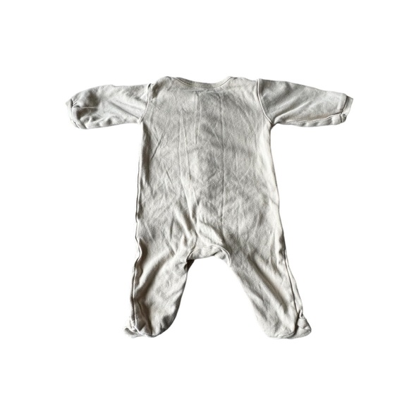 3/$20 BABY BOOTS 3M Tan Cotton Dino Snap Button Footie Sleeper - Picture 2 of 3